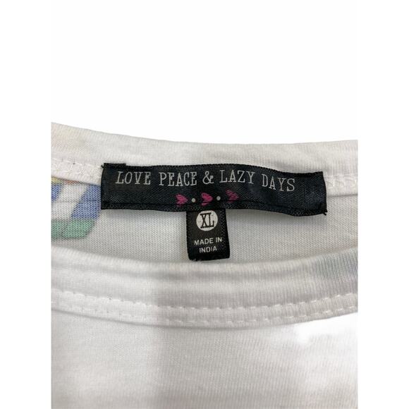 Love Peace & Lazy Days Girl's Rubik's Cube Graphic Tee Kid's Youth Size XL - Picture 5 of 6